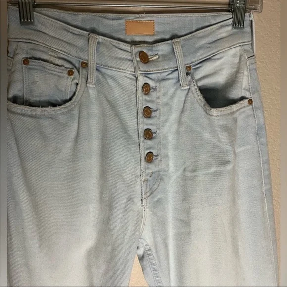 MOTHER The Pixie Tomcat Ankle Button Fly Jeans Pina Colada Paradise Size 25 - Picture 11 of 15